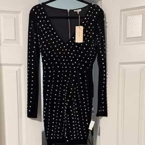 Elegant Black Pearl-Studded Dress